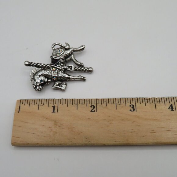 Danecraft Carousel Horse Vintage Silver Tone Rhinestone Accent - Picture 8 of 9